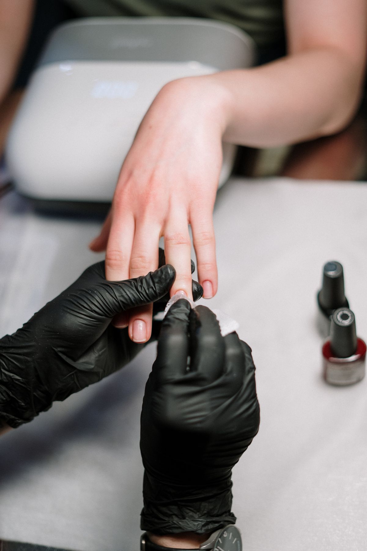 Manicure in progress at Get Nailed Salon